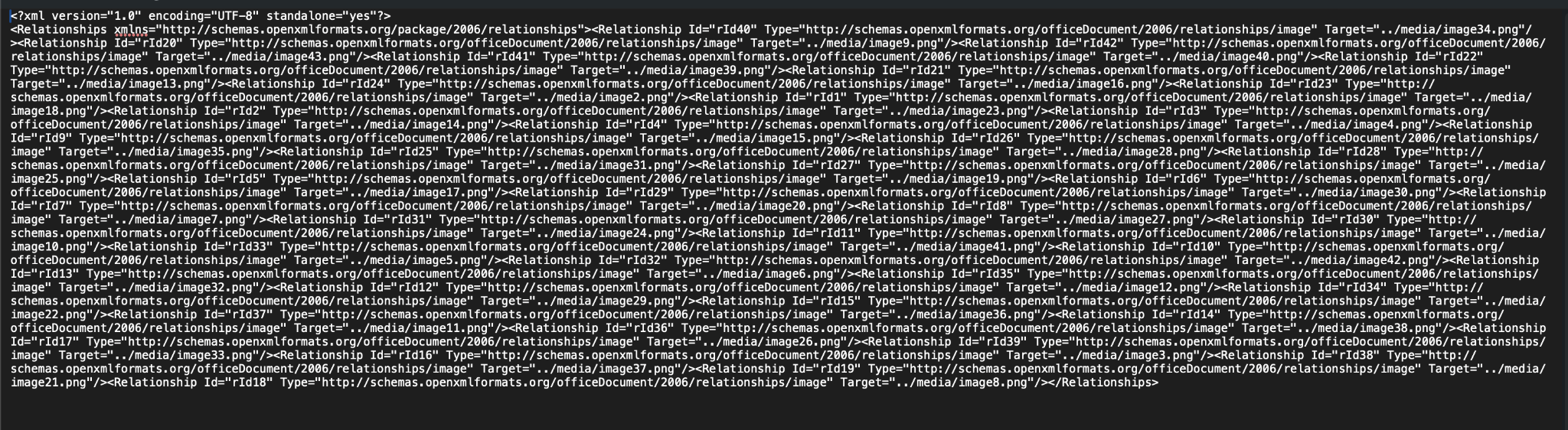 Excel drawing relationships XML mapping image IDs to media files